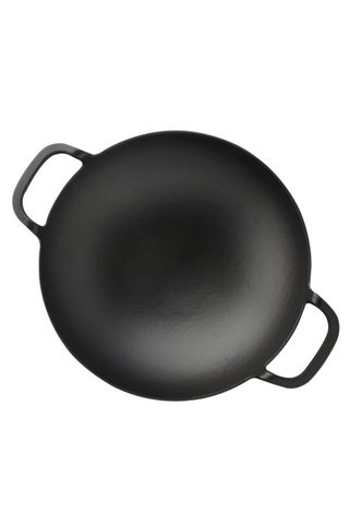 Lava Döküm Yuvarlak Wok Döküm Demir Yekpare Çift Kulplu Çap(Ø)38cm.