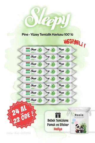 Sleepy 100'lü 24 AL 22 ÖDE Pine Çam Ferahlığı Islak Havlusu ve ROSIE