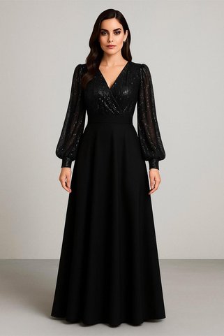 stylingpark Üstü Payet Uzun Kollu Maxi Boy Elbise