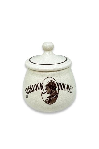 Lubinski Italy Sherlock Holmes El Yapımı Seramik Pipo Tutun Kavanozu Bej Small