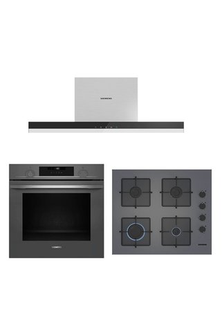 Siemens Yeni HU736AEN0T EO6C8PP300(60 CM) OCAK LC67BBK00T GRİ ANKASTRE SET