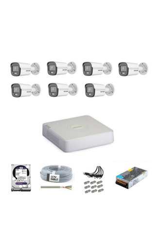 Hikvision Colorvu Gece-karanlıkta Renkli 7 Ahd Kameralı Güvenlik Kamera Kuruluma Hazır Set