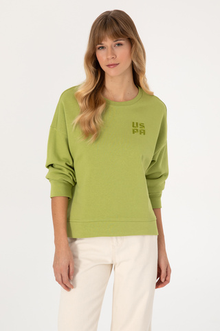 U.S. Polo Assn. Kadın Fıstık Yeşili Bisiklet Yaka Basic Sweatshırt 50313565-VR087