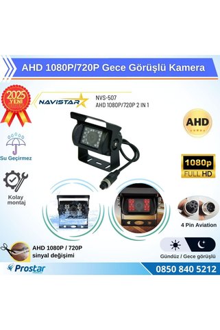 Navistar AHD 1080P/720P Çift fonksiyonlu Gece Görüşlü Şapkalı Kamera