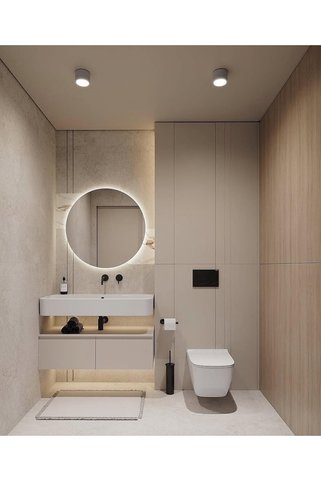 Rose Tasarım Led'li Pilli Kablosuz Yuvarlak Ayna (Büyük Boy 70X70 cm) Duvar, Mutfak, Banyo, BEYAZ LEDLİ