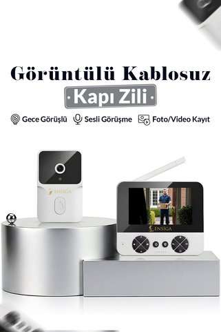 EN SİGA 4.3" Görüntülü Kablosuz Kapı Zili – Gece Görüşlü, Sesli Görüşme, Foto/Video Kayıt, TF Kartlı