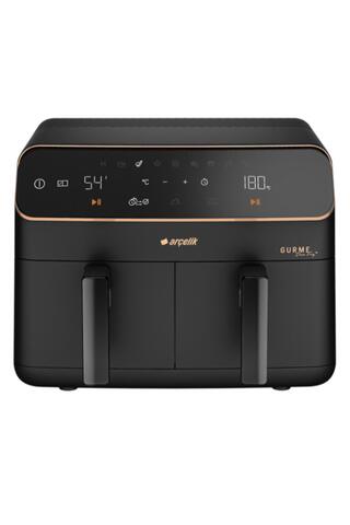 Arçelik Airfryer, Çift Hazneli 2400 W 9 Porgramlı 8,5 Lt Sıcak Hava Fritözü, Siyah