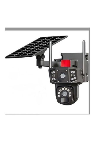 Kadraj 4K, Solar Panelli Kamera, Çift Lens, 10X Zoom, SIM Kart Destekli, IP Kamera, Kablosuz 4G Güneş Ener