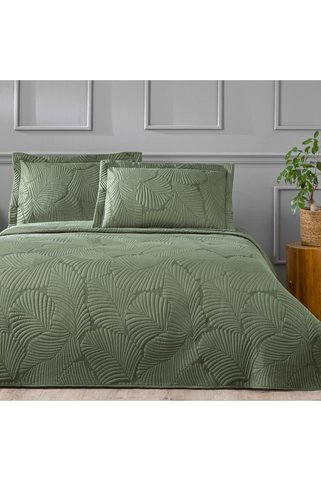 Linens Leaf Yatak Örtüsü Koyu Yeşil Tek Kişilik