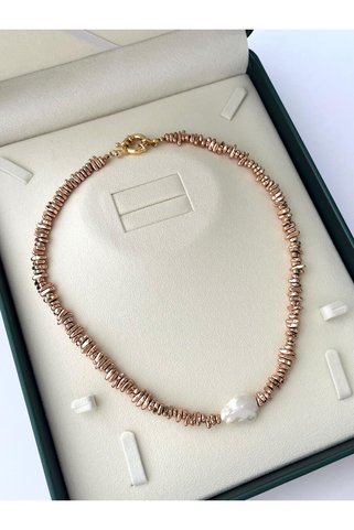 eyla collection Winter Luxe Kolye – Rose Hematit & İnci Yılbaşı Özel Tasarım