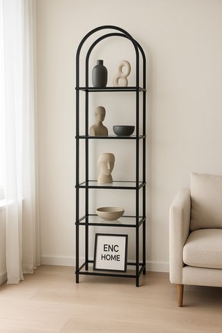 enc home siyah mini ütopya metal kitaplık ve dekoratif raf 150x40x30