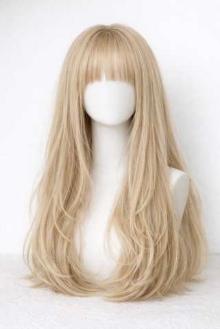 Blonde Kahküllü Düz Premium Wig – Isıya Dayanıklı Fiber 77cm