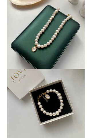 JOVİ ATELİER 40cm - Sertifikalı Kolye ve Bileklik Seti - Oval Charm - 2'li set