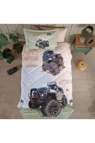 Clasy Ranforce %100 Pamuk Tek Kişilik Yorgan Seti Off Road V1 Bej