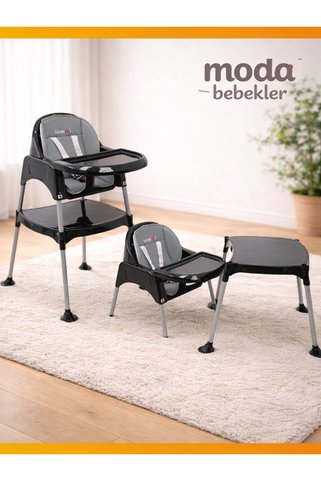 modabebekler Çalışma Masalı Mama Sandalyesi | Dönüşebilir Mama Sandalyesi & Çocuk Çalışma Masası, Ekstra Pedli