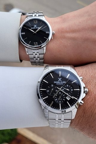 Daniel Klein Kadranı Siyah Kordonu Gümüş Renk Sevgili Çift Kol Saati STISTE5