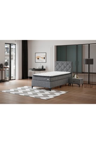 Vivense OSLO BAZA BAŞLIK YATAK SETİ, KOYU KETEN GRİ, 90X190