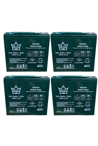 ORTEC 12v 24 Ah Elektrikli Motosiklet Aküsü 4'lü Set Jel Akü Elektrikli Bisiklet Aküsü