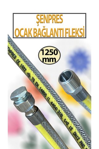 ŞENPRES Doğalgaz, Ocak Bağlantı Fleksi 1250 Mm (1,25 Metre) Uzunluğunda 1/2 Lik Şenpress