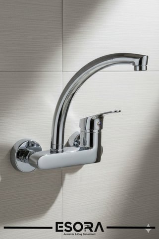 ESORA Duvardan Çift Su Girişli Mutfak Lavabo Bataryası Musluğu Çeşmesi