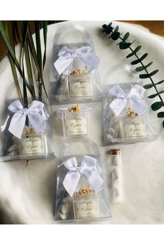 Larmina Decoration 10 Adet Çanta İçinde Mum ve Badem Şeker Hediyeliği