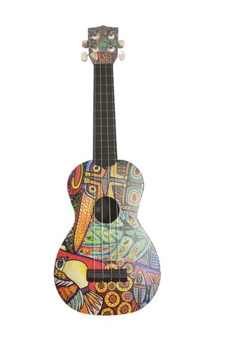 hawiian Hawaiian XU21BIRD Soprano Ukulele - Kuş Desenli (Tasarım Seri - 21 İnç) | Kuş Figürlü Kapak Tasarım