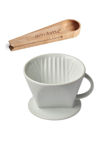 aerolatte Seramik Dripper Kahve Filtresi No:2 ve Klipsli Kahve Ölçü Kaşığı