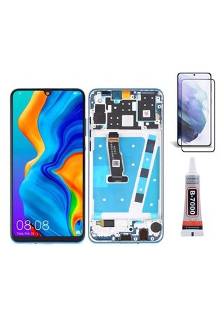 Yedcom Huawei P30 Lite 48MP Çıtalı Mavi Uyumlu Ekran Lcd Dokunmatik 15ML Yapıştırıcı Ve Kırılmaz Ekran