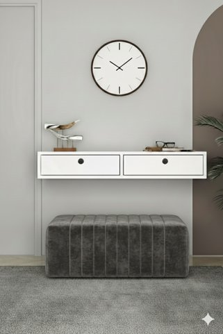 avesta mobilya 100 cm Çok Amaçlı Beyaz Kapaklı Dresuar Salon Antre Hol Oturma Odası Askıda Kulplu Dolap Dresuar