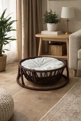 todek home Orbit Modern Kedi Yatağı - Örgü Tasarım Yerden Yüksek Kedi Hamamağı - Lüks Minderli Kedi Yuvası