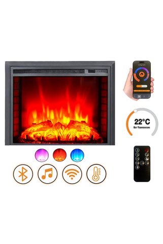 DLC GROUP Dlc 1800 Watt İç Ünite Ses Efektli Bluetooth'lu Wifi'li 3 Renk Elektrikli Şömine