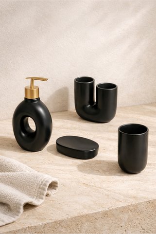 HOMİNG Seramik Banyo Seti Siyah 4 Adet 242436