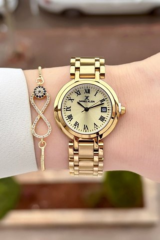 Daniel Klein Sarı Renk 30,5 mm 24 Ay Garantili Kadın Kol Saati ve Bileklik