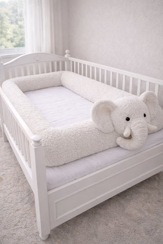 zabonti home Fil Yatak Korumalık 120 cm Beyaz Teddy