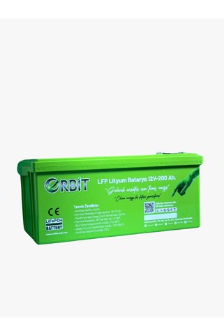 Orbit 12V 200Ah LiFePO4 Lityum Akü ABS Kasa Bluetooth & Ekransız 6000 Cycle