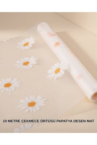 Lisinya 10 Metre Papatya Desenli Kolay Temizlenebilir Çekmece Matı -