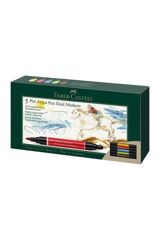 Faber Castell Pitt Artist Pen Dual Marker 5'li Se, Çift Uçlu Kaligrafi
