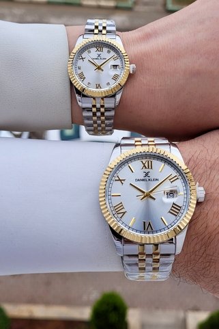 Daniel Klein Gold Gümüş Renk 2 Yıl Garantili Sevgili Çift Iki Kol Saati Dkgnct1021