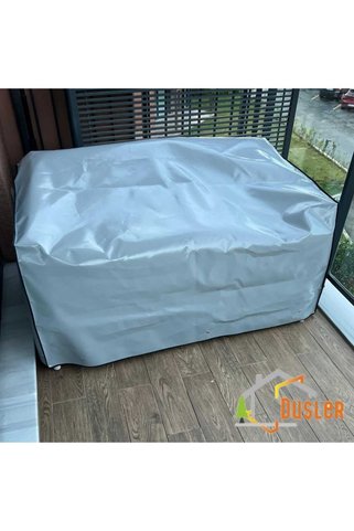 DÜŞLER EV TEKSTİLİ 160x80 Bahçe İkili ya da Üçlü Koltuk Ölçülerine Uygun Koltuk Mobilya Koruma Kılıfı Su Geçirmez Gri Polyester Branda