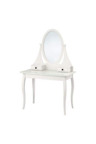 HOMHET Hemnes, Makyaj Masası, 100x50 Cm, Beyaz Renk Çekmeceli-Aynalı Masa