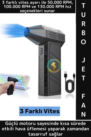 Wintoup Kompakt Klavye Bilgisayar Eşya Mangal Araç Kir Toz Temizlik 3 Vites Ayarlı Hafif Taşınabilir Jet Fan
