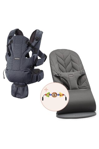 BabyBjörn 2'li Set Oyuncaklı Bliss Ana Kucağı Petal Woven & Kanguru Move Mesh Anthracite