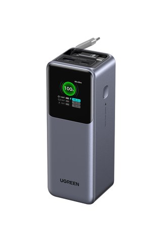 Ugreen Nexode Pro 20.000 mAh 165W USB-C Makaralı Dahili Kablolu Hızlı Şarj Powerbank,2xUCB-C, 1xUSB-