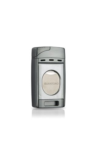 Quantoro 04-25 Kesicili Çift Jet Alev Silver Puro Çakmağı