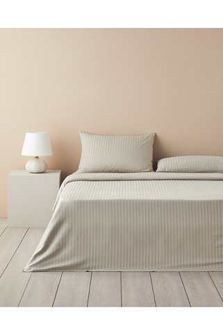 English Home Crystal İpeksi Twill Çift Kişilik Nevresim Takımı 200x220 cm Taş Rengi