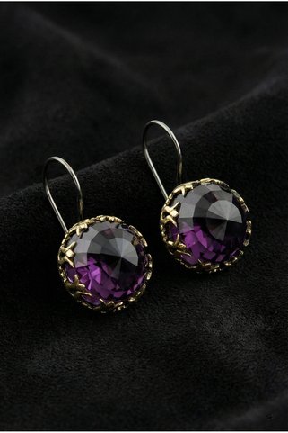 Roza Silver Ametist Taşlı Lale Motifli Otantik Gümüş Kadın Küpe