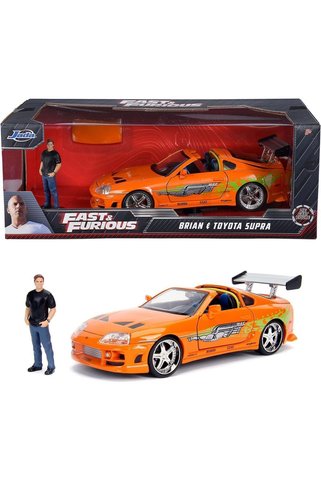 Jada Hızlı ve Öfkeli Fast and Furious 1995 Toyota Supra 1:24 Pres Döküm Araba  Brian O'Conner Figürlü