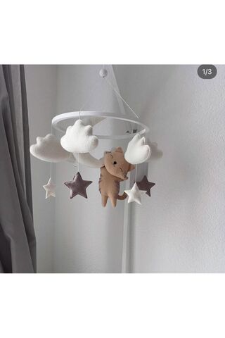 hobiimobiii Bebek beşik süsü keçe dönence (MÜZİKLİ) kedili ay dede