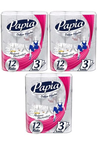 Papia Kağıt Havlu Decor (Modanon Başkentleri Desenli) 36 Lı Set (3PK*12)