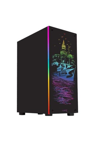 TURBOX Galata 1x Fan Siyah USB 3.0 250W 300W ATX Ön Panel RGB Led Ofis Kasası